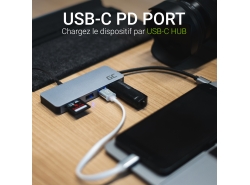HUB Adaptateur Green Cell USB-C 7 en 1 (USB-C, USB 3.0, 2xUSB 2.0, HDMI 4K, microSD, SD) avec Power Delivery et Samsung DeX