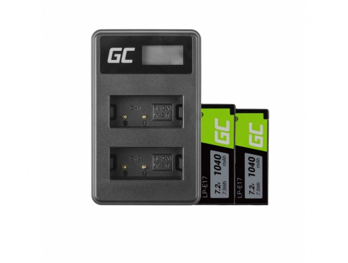 Green Cell ® 2x Batterie LP-E17 et Chargeur LC-E17 pour Canon EOS 750D, 760D, 8000D, M3, M5, M6, Rebel T6i, T6s 1000mAh