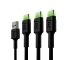Set 3x Câble USB Green Cell GC Ray - USB-C 120cm, LED verte, charge rapide Ultra Charge, QC 3.0