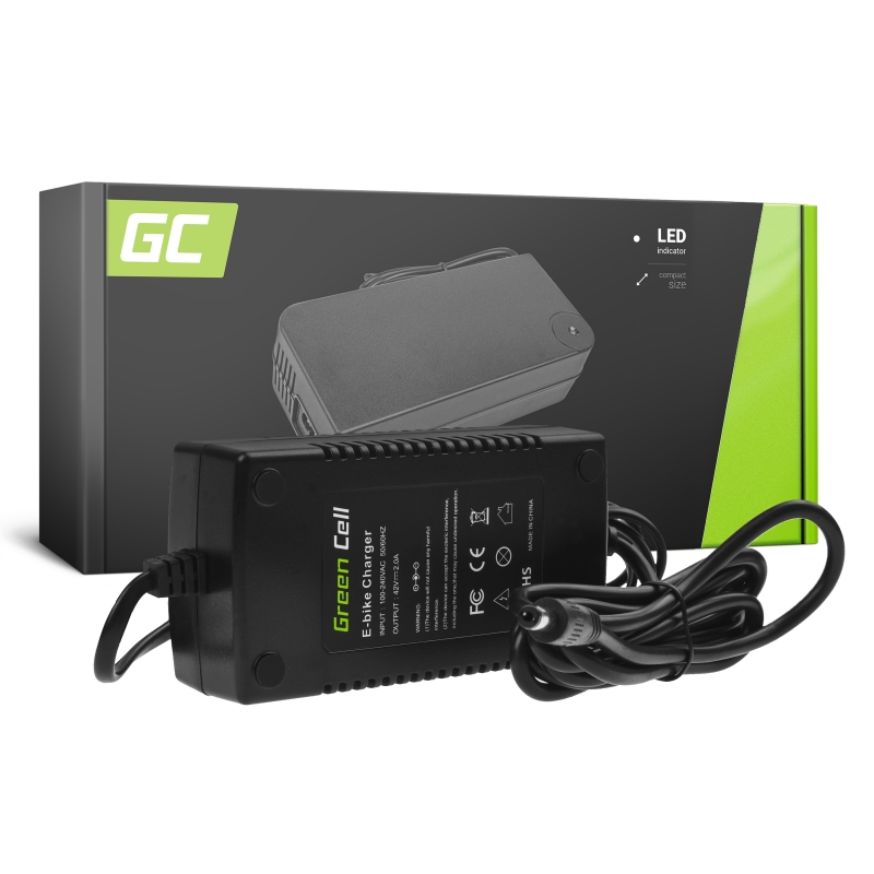 Green Cell® Chargeur pour Vélo Electrique 36V Batterie 42V 2A DC5521