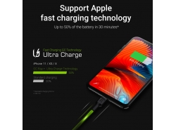 Set 3x Green Cell GC Ray Lightning Cable 30cm, 120cm, 200cm with white LED backlight, fast charging Apple 2.4A