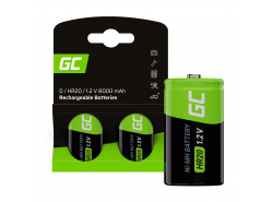 Green Cell Batterie 2x D R20 HR20 Ni-MH 1.2V 8000mAh