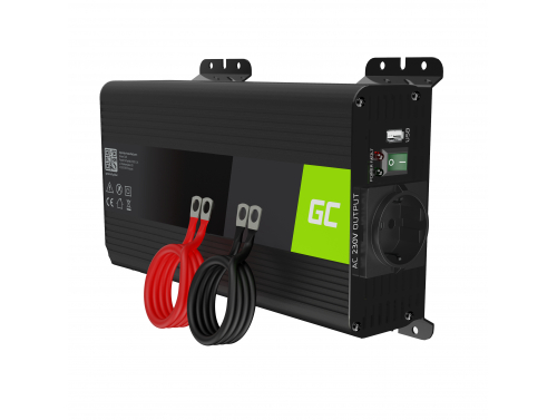 Green Cell Pro Convertisseur de tension DC 12V à AC 230V 500W/1000W Pur sinus