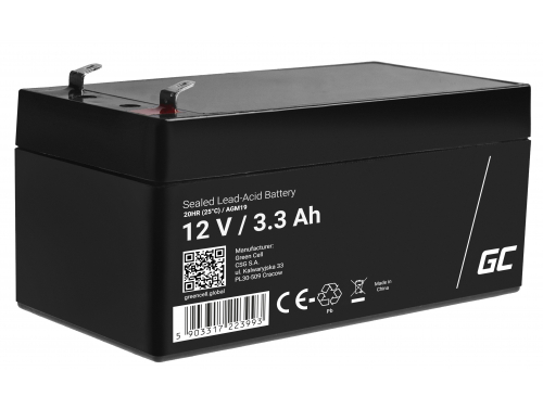 Green Cell® Batterie AGM 12V 3.3Ah accumulateur pour Jouets Installations d'alarme Véhicules pour enfants