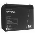 Green Cell® Batterie AGM 12V 75Ah accumulateur pour Photovoltaïque Caravane Energie Solaire