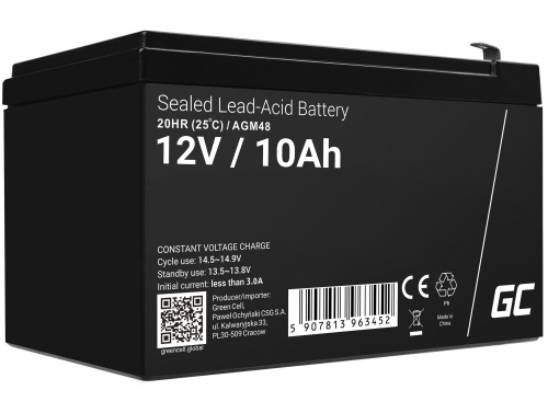 Green Cell® Batterie AGM 12V 10Ah accumulateur pour UPS Système Batterie de secours Batterie de résérve