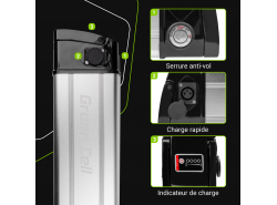 Accumulateur Batterie Green Cell Silverfish 36V 11Ah 396Wh pour Vélo Électrique Pedalec