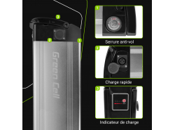 Accumulateur Batterie Green Cell Silverfish 48V 11Ah 528Wh pour Vélo Électrique Pedalec