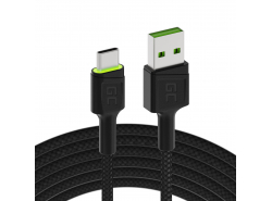 Cable Green Cell Ray USB-A - USB-C Green LED 1,2m with support for Ultra Charge QC3.0 fast charging