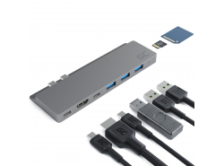 Adaptateur HUB USB-C Green Cell 8en1 Thunderbolt 3 HDMI USB SD microSD pour MacBook Pro 13"-15" 2016-2019 MacBook Air 2018/2019