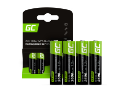 4x Piles AA R6 2600mAh Ni-MH Batteries rechargeables Green Cell