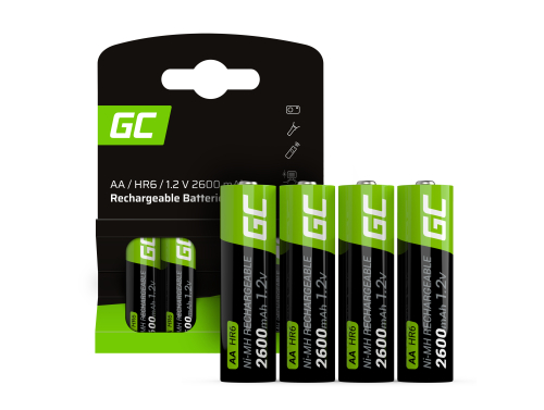 4x Piles AA R6 2600mAh Ni-MH Batteries rechargeables Green Cell