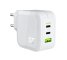 Green Cell Chargeur secteur Blanc 65W GaN GC PowerGan pour Laptop, MacBook, Iphone, Tablet, Nintendo Switch - 2x USB-C, 1x USB-A