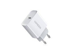 Chargeur secteur UGREEN, 20W, Charge rapide QC 4.0, PD 3.0, 1 x USB-C, Légère et compacte, Couleur blanche