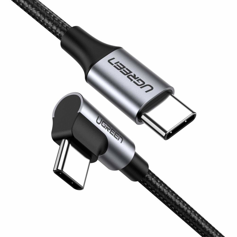 Câble UGREEN USB-C vers USB-C avec prise coudée. Chargement rapide.