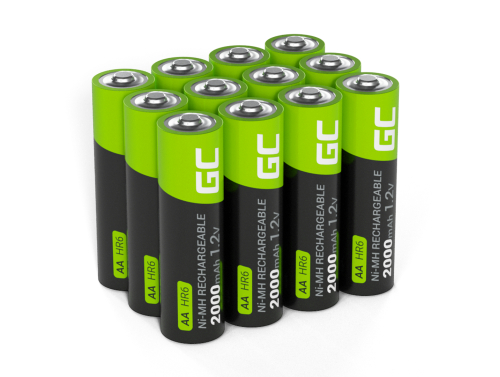 12x Piles AA R6 2000mAh Ni-MH Batteries rechargeables Green Cell