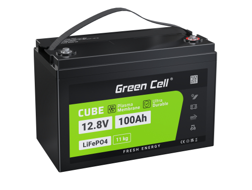 Green Cell® Batterie LiFePO4 100Ah 12.8V 1280Wh LFP batterie lithium 12V pour Camping car Solaire Hors-bord Voilier Off-Grid
