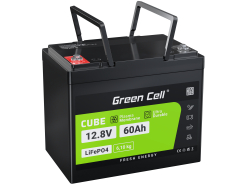 Green Cell® Batterie LiFePO4 12.8V 60Ah 768Wh LFP lithium 12V avec BMS pour Caravane Photovoltaïque Food truck Bateau électrique