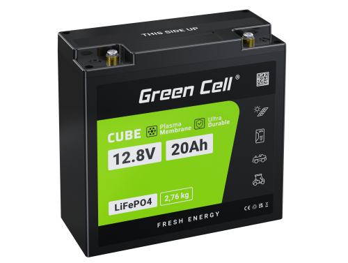 Green Cell® LiFePO4 batterie 12.8V 20Ah 256Wh LFP Lithium 12V BMS pour Fauteuil roulant Jouets Transpalette Yacht Scooter