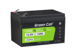 Green Cell® LiFePO4 batterie 12.8V 12Ah 153.6Wh LFP lithium 12V avec BMS pour Tondeuse à gazon Jouet enfants scooter UPS SAI
