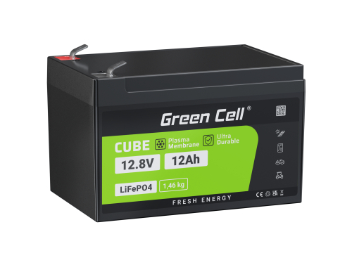 Green Cell® LiFePO4 batterie 12.8V 12Ah 153.6Wh LFP lithium 12V avec BMS pour Tondeuse à gazon Jouet enfants scooter UPS SAI