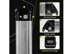 Accumulateur Batterie Green Cell Silverfish 24V 8.8Ah 211Wh pour Vélo Électrique Pedalec