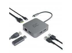 Adaptateur HUB USB-C Green Cell 6en1 (3xUSB 3.0 HDMI 4K Ethernet) pour Apple MacBook Pro, Air, Asus, Dell XPS, HP - OUTLET