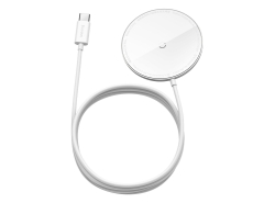 Chargeur sans Fil Baseus Simple Mini avec aimant Pour Iphone, 15W, Magsafe, couleur Blanc