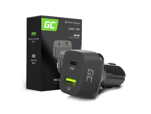 Green Cell Chargeur de voiture 48W Power Delivery avec Quick Charge 3.0 - USB-C, USB-A